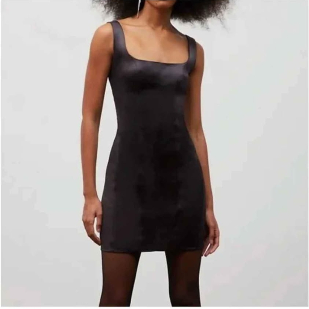 Aritzia Black Satin Mini Dress